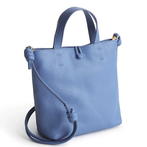 NWT Vera Bradley Mini Original Leather Tote Bag in Blue Quiet Harbor - Picture 1 of 7